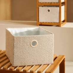 BASIC BOUCLE Cesto De Arrumação Off-white/areia