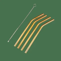 FANCY Palhas Cocktail Com Escova Dourado