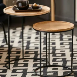 GOM Mesas Auxiliares Conjunto De 2 Preto, Natural
