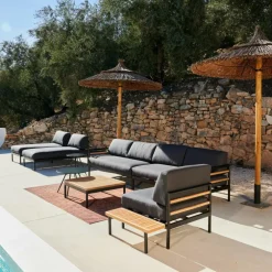 HANNA Espreguiçadeira Teak Lounge Preto