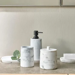 LUNA Porta-bolas Algodão Com Tampa Aspeto De Mármore