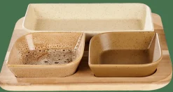 MAKSU Conjunto Tapas 4 Peças Castanho, Natural, Verde-oliva, Areia