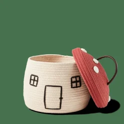 PAULUS Cesto De Arrumação Com Tampa Vermelho, Natural