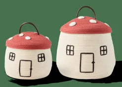 PAULUS Cesto De Arrumação Com Tampa Vermelho, Natural