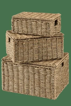 SEAGRASS Cesto De Arrumação M Com Tampa Natural